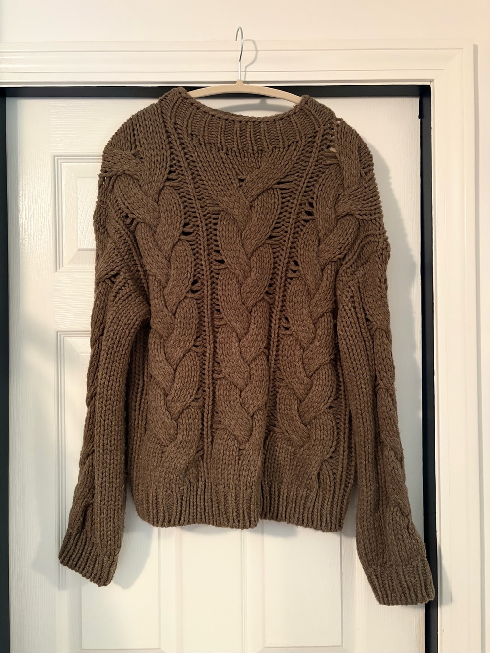 Ralph Lauren Brown Chunky Cable Knit Crewneck Sweater